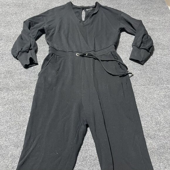 INC International Concepts Jumpsuit Womens Large Black Drawstring Jogger V Neck - Picture 1 of 11